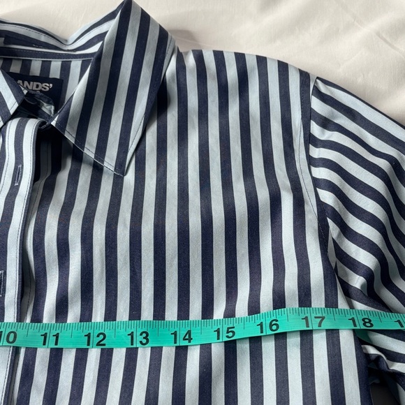 💙Lands End Striped No Iron Button Down Shirt Women’s Size 10 Cotton Work💙 - Picture 13 of 14